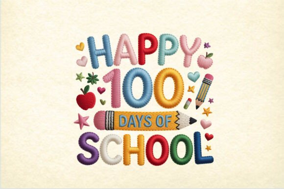 100 Days of School Embroidery PNG Review