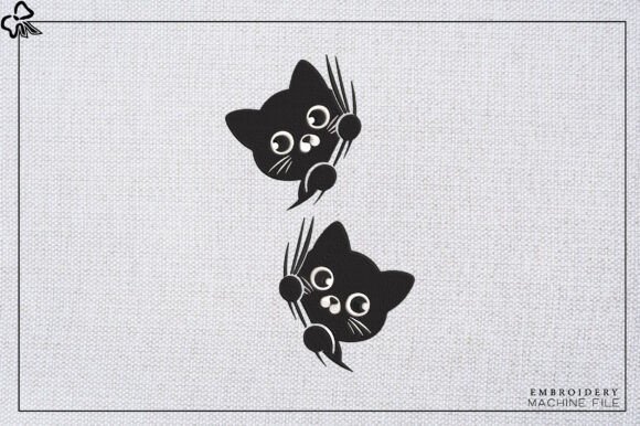 Cute Peeking Black Cat Embroidery Review