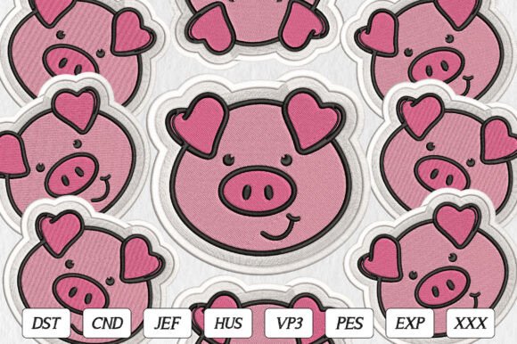 Cute Pig Heart Ears Embroidery Review
