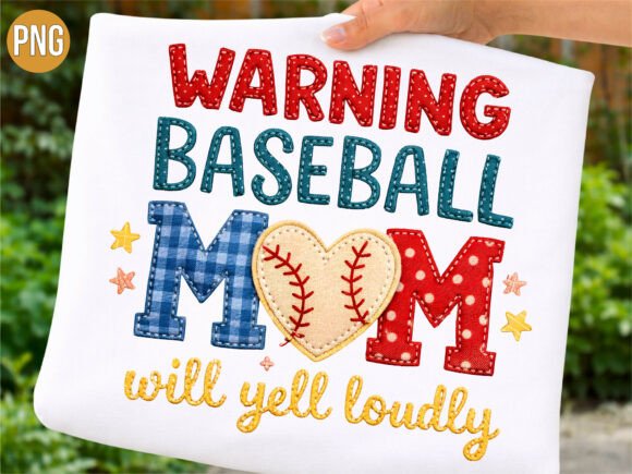 Faux Embroidery Baseball Mom Heart PNG Review