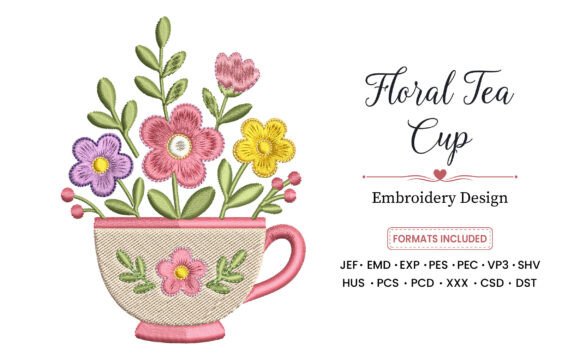 Floral Tea Cup Machine Embroidery Design Review