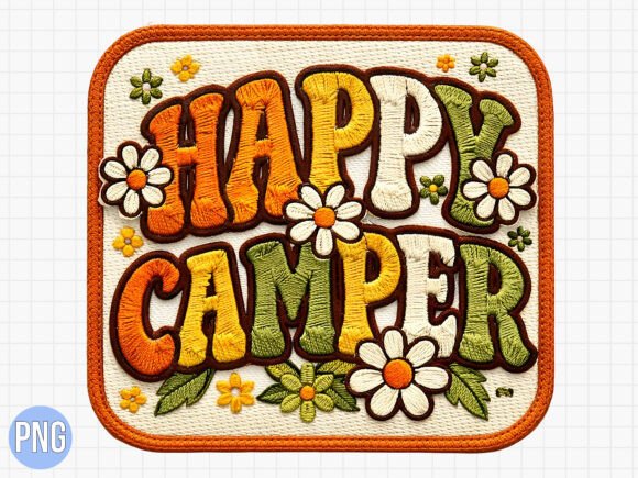 Retro Happy Camper Embroidery Patch PNG Review