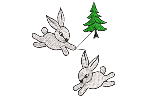 Two Cute Bunnies with Tree Embroidery Review